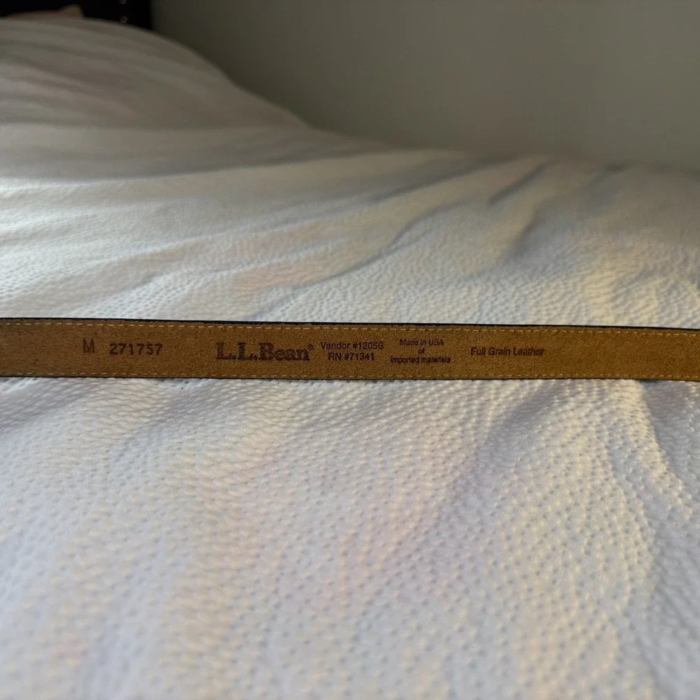 Ll Bean Womens Black Leather Belt With Silver Buckle Sz M